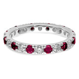 14k White Gold 3/4 carat Lab Grown Diamond VS/SI+ G+ and Lab Created Ruby Size 4 Eternity Band
