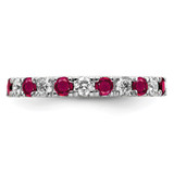 14k White Gold 3/4 carat Lab Grown Diamond VS/SI+ G+ and Lab Created Ruby Size 6 Eternity Band