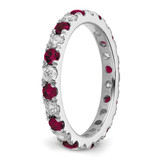 14k White Gold 3/4 carat Lab Grown Diamond VS/SI+ G+ and Lab Created Ruby Size 7 Eternity Band