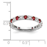 14k White Gold 3/4 carat Lab Grown Diamond VS/SI+ G+ and Lab Created Ruby Size 7 Eternity Band