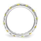 14k White Gold 3/4 carat Lab Grown Diamond VS/SI+ G+ and Lab Created Yellow Sapphire Size 6.5 Eternity Band
