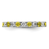 14k White Gold 3/4 carat Lab Grown Diamond VS/SI+ G+ and Lab Created Yellow Sapphire Size 7 Eternity Band