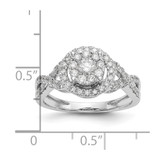 14k White Gold 3/4 carat Lab Grown Diamond VS/SI+ G+ Complete Cluster Engagement Ring - RM-AAEF4596-9645