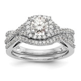 14k White Gold 3/4 carat Lab Grown Diamond VS/SI+ G+ Complete Round Double Halo Engagement Ring - RM-9E0942F7-4616