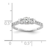14k White Gold 3/4 carat Lab Grown Diamond VS/SI+ G+ Round Complete Three Stone Size 8 Engagement Ring