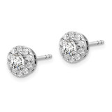 14k White Gold 3/4 carat Lab Grown Diamond VS/SI+ G+ Round Halo Post Earrings