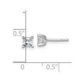 14k White Gold 3/4 carat Lab Grown Diamond VS+ F+ Princess Complete Four Prong Stud Earrings