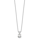 14k White Gold 3/4 carat Lab Grown Diamond VS+ F+ Round Complete Four Prong 18 inch Solitaire Pendant Necklace