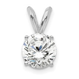 14k White Gold 3/4 carat Lab Grown Diamond VS+ F+ Round Complete Four Prong Solitaire Pendant