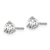 14k White Gold 3/4 ctw Lab Grown Diamond VS+ F+ Round 3 Prong Heavy Wt. Screwback Stud Earrings - EM-2D83637F-8257