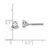 14k White Gold 3/4 ctw Lab Grown Diamond VS+ F+ Round 3 Prong Heavy Wt. Screwback Stud Earrings - EM-2D83637F-8257
