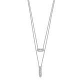 14k White Gold 3/8 carat Baguette Diamond Double Strand 18 inch Necklace