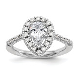 14k White Gold 3/8 carat Lab Grown Diamond VS/SI+ G+ 1 carat Center Pear Semi Mount Halo Engagement Ring