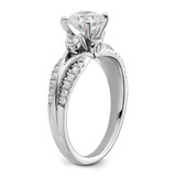 14k White Gold 3/8 carat Lab Grown Diamond VS/SI+ G+ 1 carat Center Round Semi Mount Shared Prong Engagement Ring
