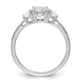 14k White Gold 3/8 carat Lab Grown Diamond VS/SI+ G+ 1 carat Center Round Semi Mount Three Stone Engagement Ring