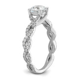 14k White Gold 3/8 carat Lab Grown Diamond VS/SI+ G+ 1 carat Center Semi Mount Engagement Ring