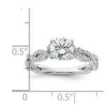 14k White Gold 3/8 carat Lab Grown Diamond VS/SI+ G+ 1 carat Center Semi Mount Engagement Ring