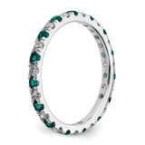14k White Gold 3/8 carat Lab Grown Diamond VS/SI+ G+ and Lab Created Alexandrite Size 4.5 Eternity Band