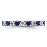 14k White Gold 3/8 carat Lab Grown Diamond VS/SI+ G+ and Lab Created Blue Sapphire Size 5 Eternity Band - ET-E4095A13-8104