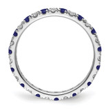 14k White Gold 3/8 carat Lab Grown Diamond VS/SI+ G+ and Lab Created Blue Sapphire Size 5 Eternity Band - ET-F2210622-6843