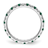 14k White Gold 3/8 carat Lab Grown Diamond VS/SI+ G+ and Lab Created Emerald Size 4.5 Eternity Band