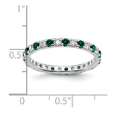 14k White Gold 3/8 carat Lab Grown Diamond VS/SI+ G+ and Lab Created Emerald Size 4.5 Eternity Band