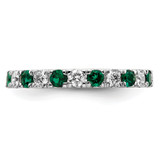 14k White Gold 3/8 carat Lab Grown Diamond VS/SI+ G+ and Lab Created Emerald Size 5 Eternity Band - ET-B58A8EB8-9989
