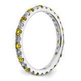 14k White Gold 3/8 carat Lab Grown Diamond VS/SI+ G+ and Lab Created Yellow Sapphire Size 4 Eternity Band