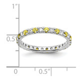 14k White Gold 3/8 carat Lab Grown Diamond VS/SI+ G+ and Lab Created Yellow Sapphire Size 4 Eternity Band