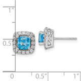 14k White Gold 3/8 carat Lab Grown Diamond VS/SI+ G+ December Birthstone Blue Topaz Halo Post Earrings