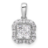 14k White Gold 3/8 carat Lab Grown Diamond VS/SI+ G+ Square Halo Pendant