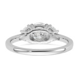 14k White Gold 3/8 carat Lab Grown Diamond VS+ F+ 1 carat Center Round Semi Mount Three Stone Engagement Ring