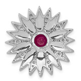 14k White Gold 3/8ct. Diamond and Ruby Flower Chain Slide