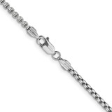 14K White Gold 30 inch 2.45mm Semi-Solid Round Box with Lobster Clasp Chain