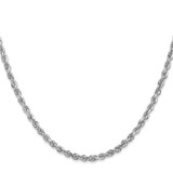 14K White Gold 30 Inch 3.35mm Diamond-cut Quadruple Rope Lobster Clasp Chain