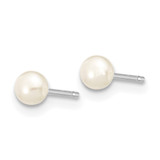 14k White Gold 3-4mm White Button Freshwater Cultured Pearl Stud Post Earrings