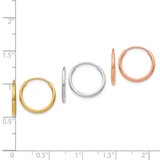 14k 1.25mm YG/WG/RG Endless Hoop Earring Set