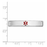 14K White Gold 35x6mm Centered Red Epoxy Enameled Medical ID Plate # 817