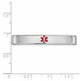 14K White Gold 35x6mm Centered Red Epoxy Enameled Medical ID Plate # 818