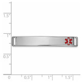 14K White Gold 36x6mm Off-Center Red Epoxy Enameled Medical ID Plate # 818