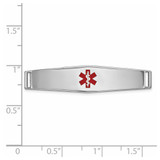 14K White Gold 36x9mm Centered Red Epoxy Enameled Soft Diamond Shape Medical ID Plate # 818