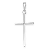 14K White Gold 3-D and Polished Stick Cross Pendant