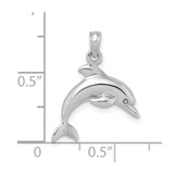 14K White Gold 3-D Dolphin Jumping Charm