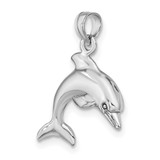 14K White Gold 3-D Dolphin Jumping Charm