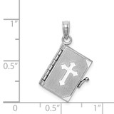 14K White Gold 3D Lords Prayer Bible Pendant