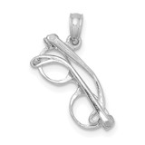 14K White Gold 3-D Moveable Glasses Charm