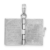 14K White Gold 3-D Moveable Ten Commandments Book Charm
