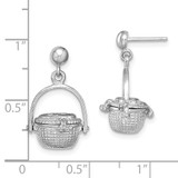 14K White Gold 3-D Nantucket Basket Dangle Earrings