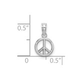 14K White Gold 3-D Peace Symbol Charm