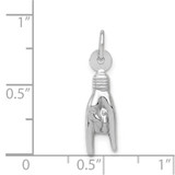14K White Gold 3D Rock On Sign Charm